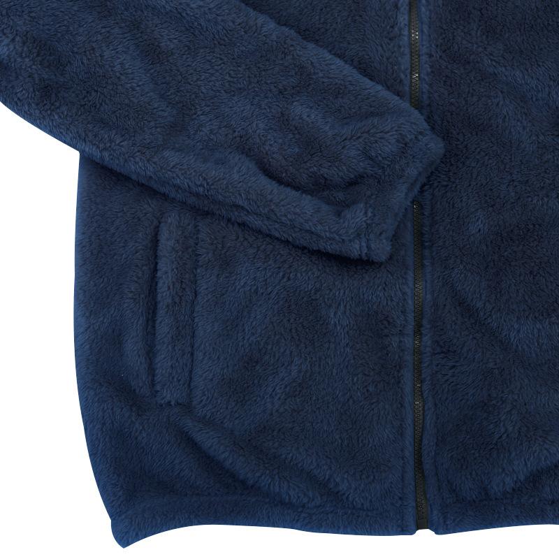 Mens Solid Fleece Hooded Zipper Casual Jacket 94733738Z