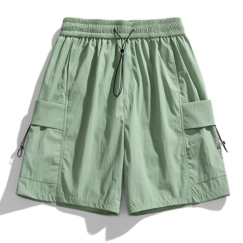 Mens Outdoor Sports Solid Color Multi Pocket Quick Dry Drawstring Shorts 70468058Y