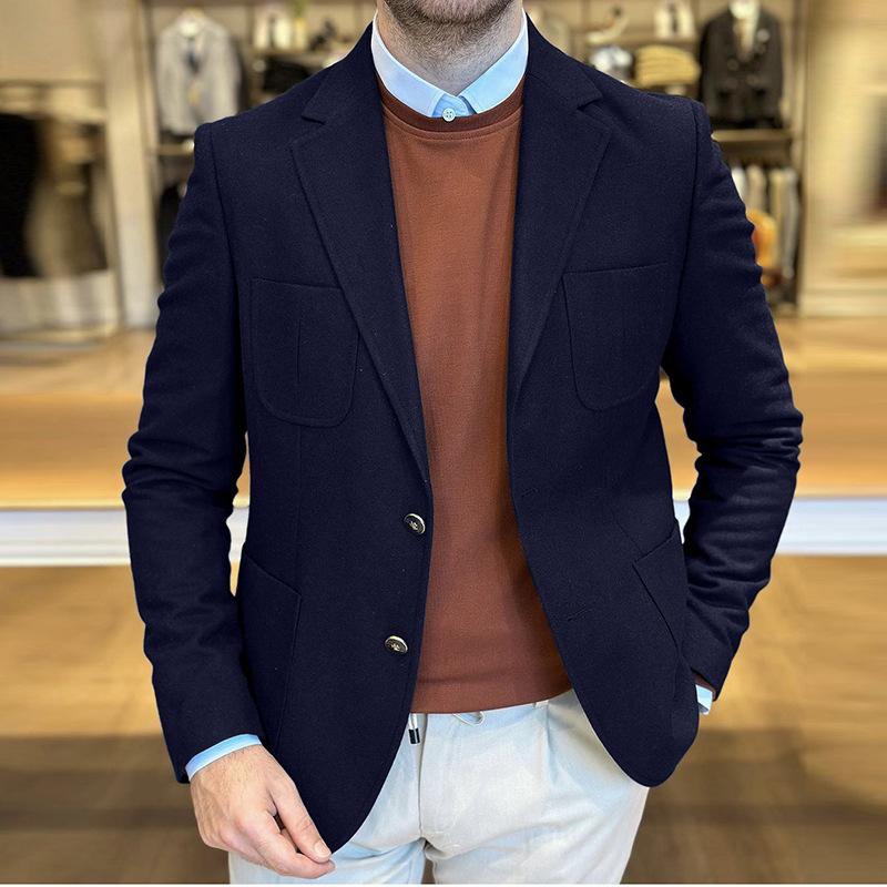Mens Solid Color Casual Multi-pocket Blazer 48757708X