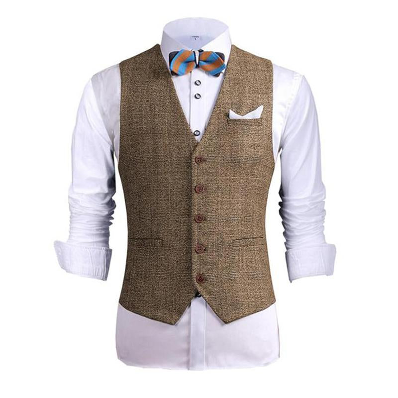 Mens Single-breasted Bamboo Cotton V-neck Casual Vest 07485182X