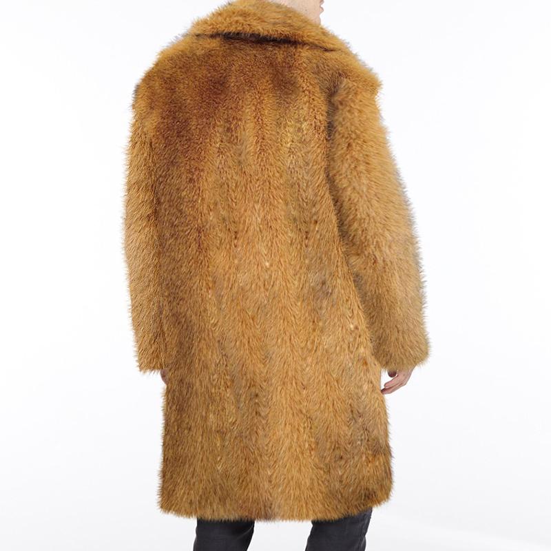 Mens Vintage Faux Fur Mid-Length Lapel Coat 44152985M