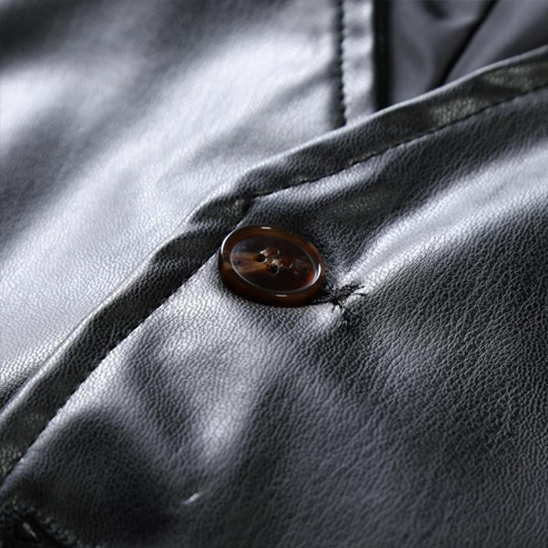 Mens Vintage Solid Color Collarless Leather Vest 99226572Y