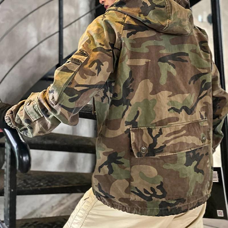 Mens Outdoor Multi-Pocket Camo Pullover Hoodie 08280113X