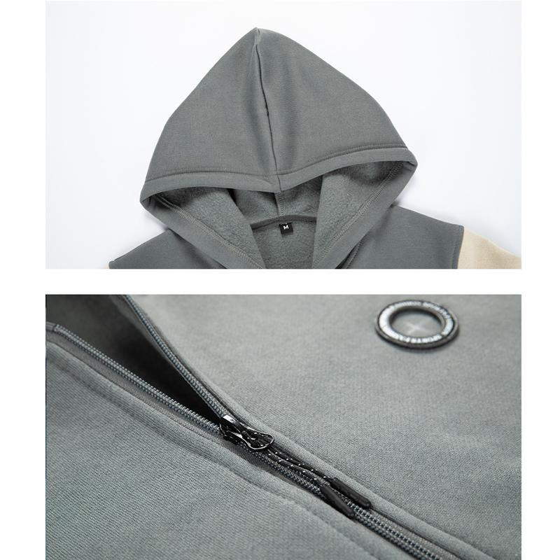 Mens Vintage Loose Colorblock Hoodie Jacket 67889220Y