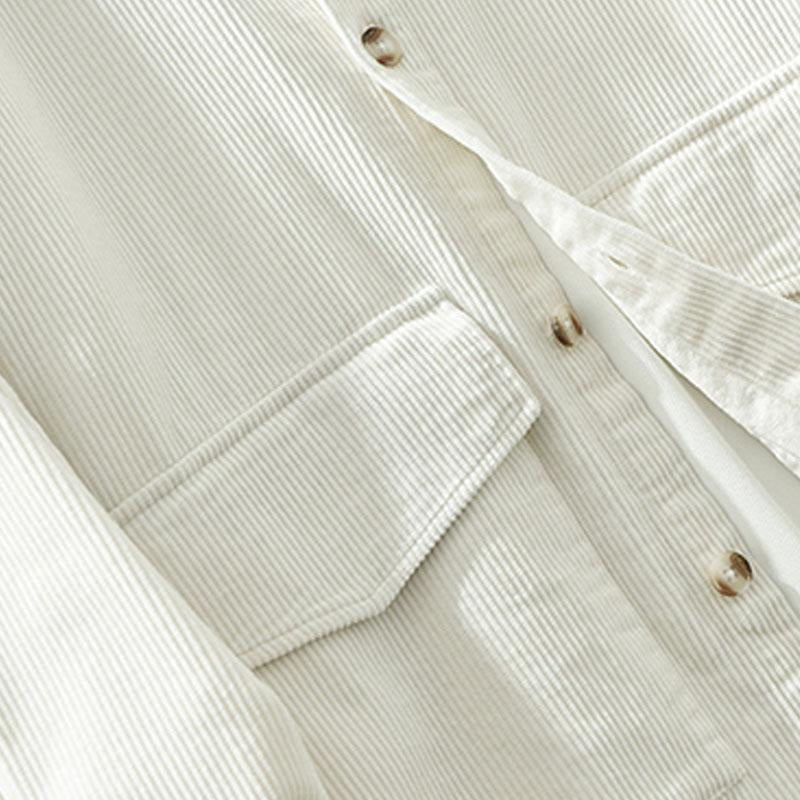 Mens Vintage Corduroy Loose Lapel Long Sleeve Overshirt 16610972M