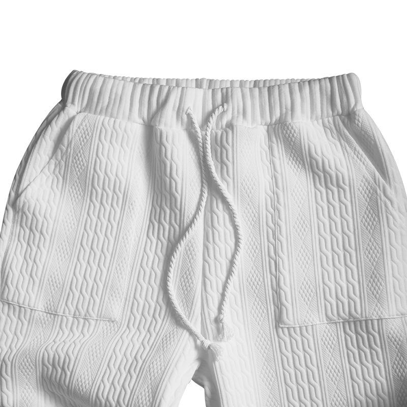 Mens Solid Jacquard Knitwear Elastic Waist Trousers 17187239Z