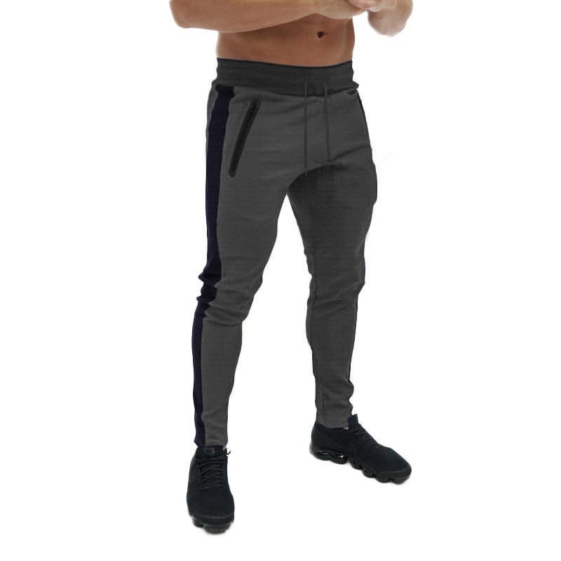 Mens Casual Sports Contrast Color Elastic Waist Slim Fit Pants 84530948M