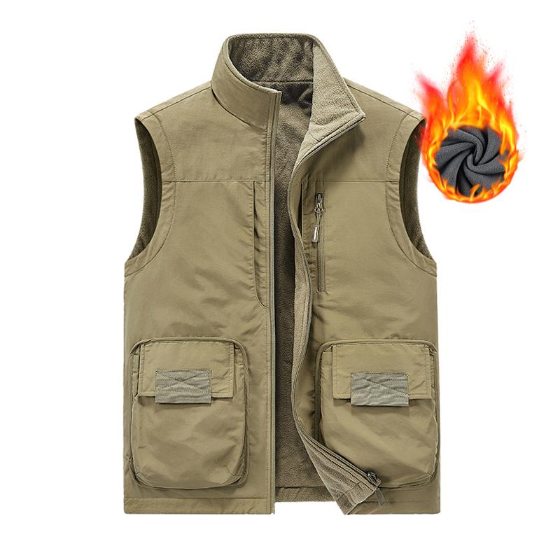 Mens Vintage Polar Fleece Reversible Multi-Pocket Vest 93907674Y