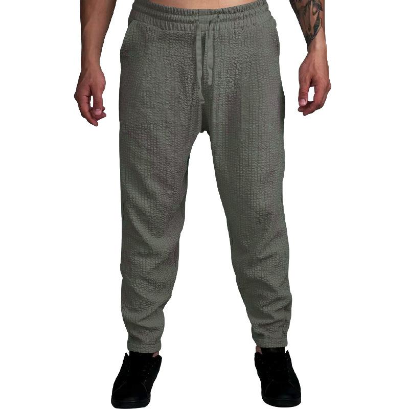 Mens Breathable Solid Color Loose Casual Bubble Pants 58998461Z
