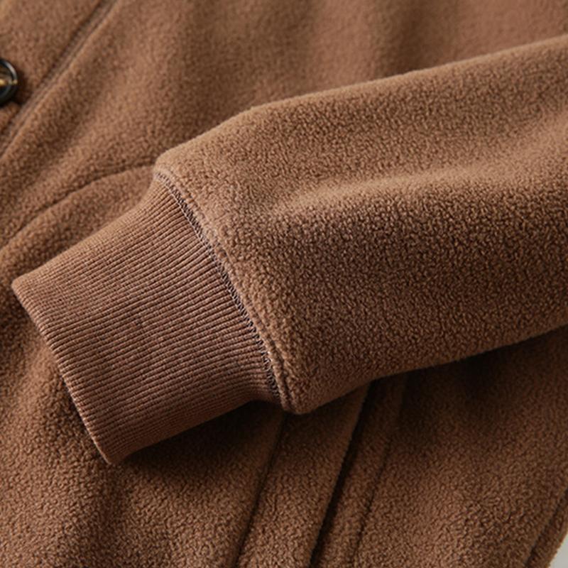 Mens Vintage Casual Solid Color Baseball Collar Warm Loose Thickened Jacket 65150201M