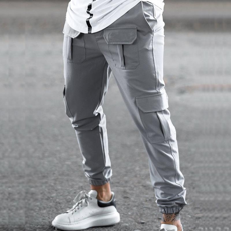 Mens Fashion Solid Multi-pocket Cargo Pants 23150007Z