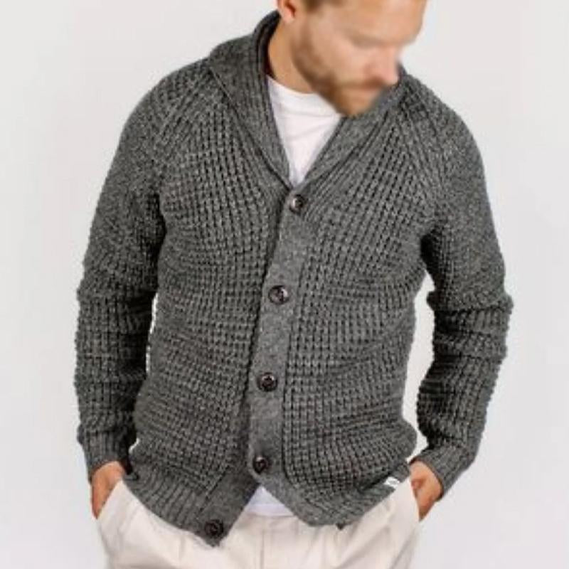 Mens Casual Solid Color Lapel Cardigan 53915985Y