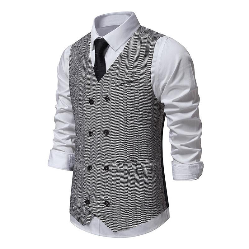 Mens Vintage V Neck Double Breasted Suit Vest (Shirt and Tie Excluded) 56863850M