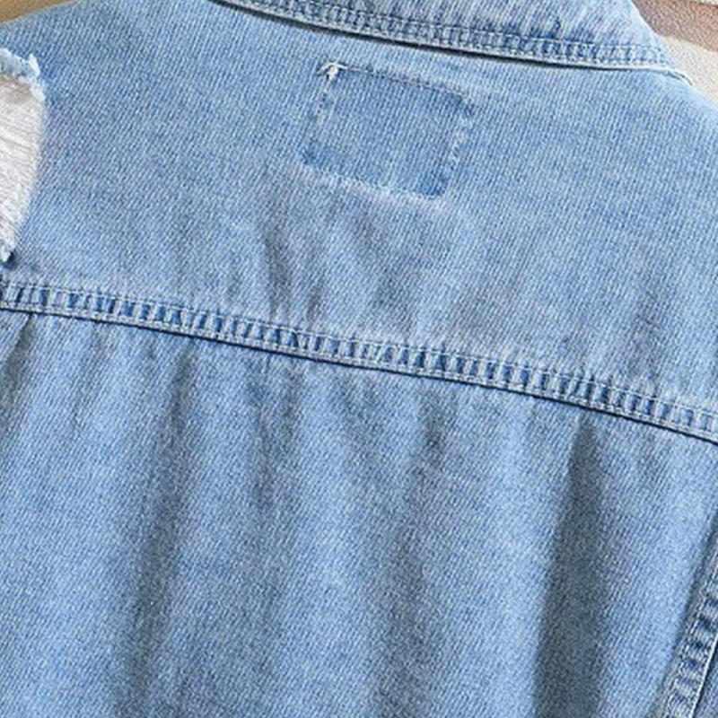 Mens Casual Distressed Loose Lapel Denim Jacket 32480050M