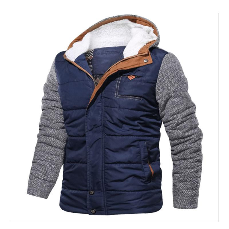 Mens Casual Padded Panel Zip Hooded Warm Coat 67160637M