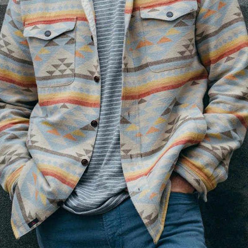 Mens Printed Lapel Shirt Jacket 49038826X