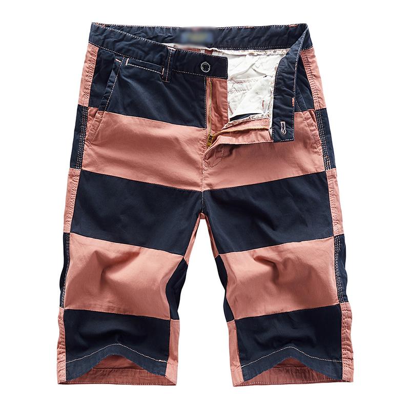 Mens Casual Color Contrast Stitching Cotton Cargo Shorts 55793920M