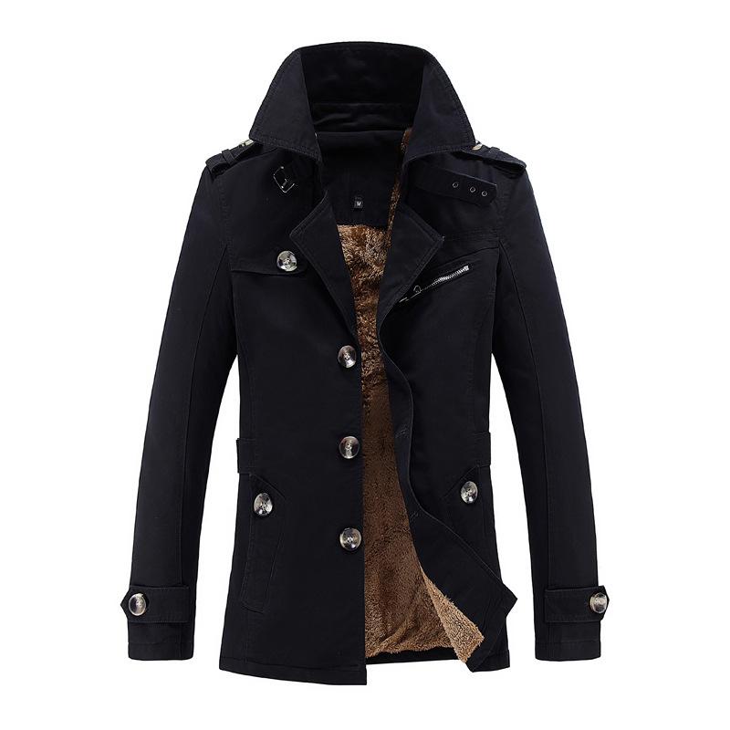 Mens Plush Washed Cotton Trench Coat 83676143Z