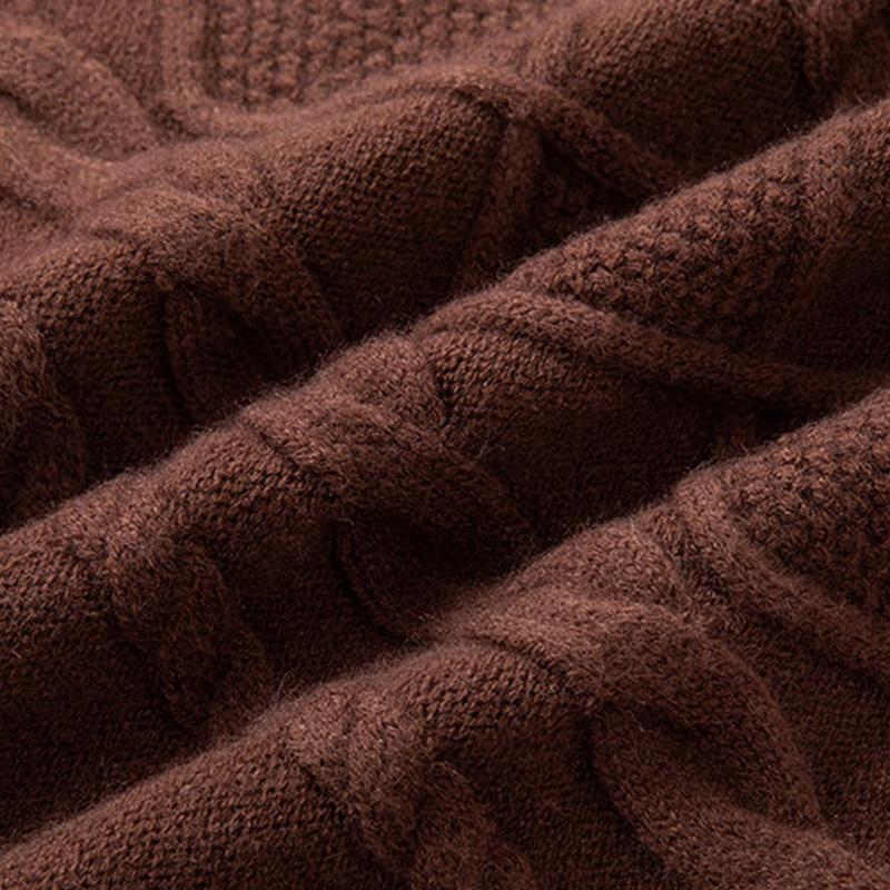 Mens Casual Lapel Single-Breasted Thickened Warm Knitted Cardigan 73185948M