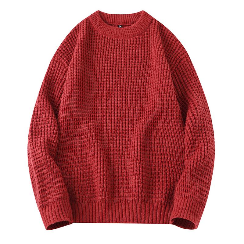 Mens Pullover Loose Long Sleeve Round Neck Knitted Sweater 48029462X