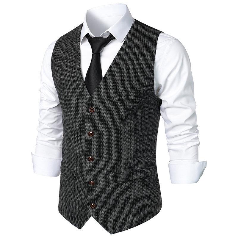 Mens Vintage V Neck Single Breasted Suit Vest 85710453Z