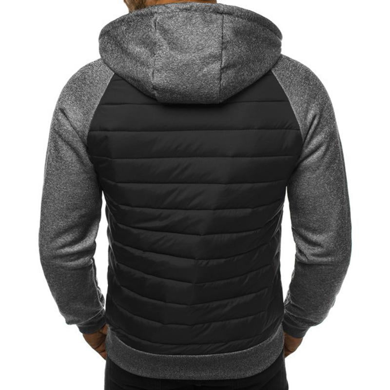 Mens Cotton Splicing Casual Zipper Hooded Jacket 38428441X