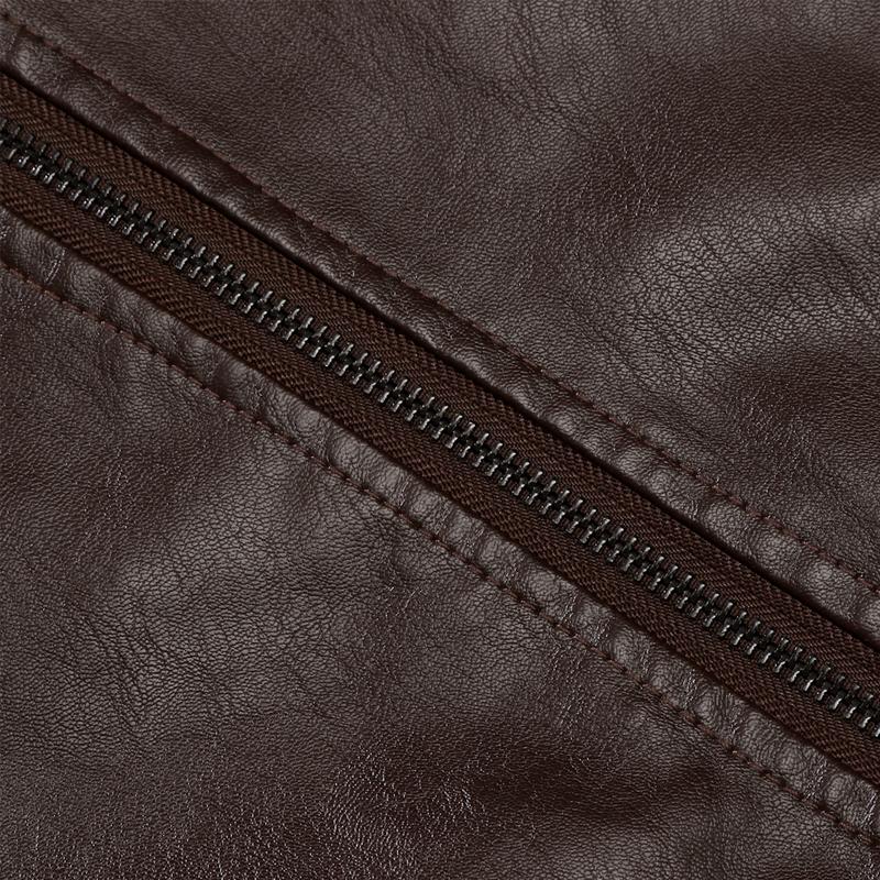 Mens Vintage Solid Collar Leather Jacket 48363827Y