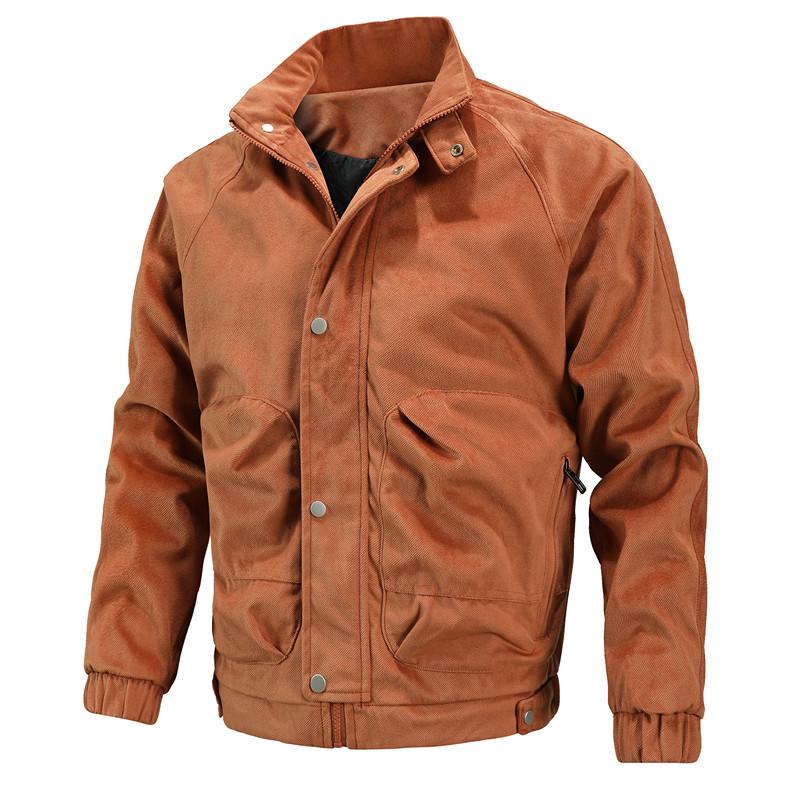 Mens Solid Color Stand Collar Zipper Slim Jacket 92172874X