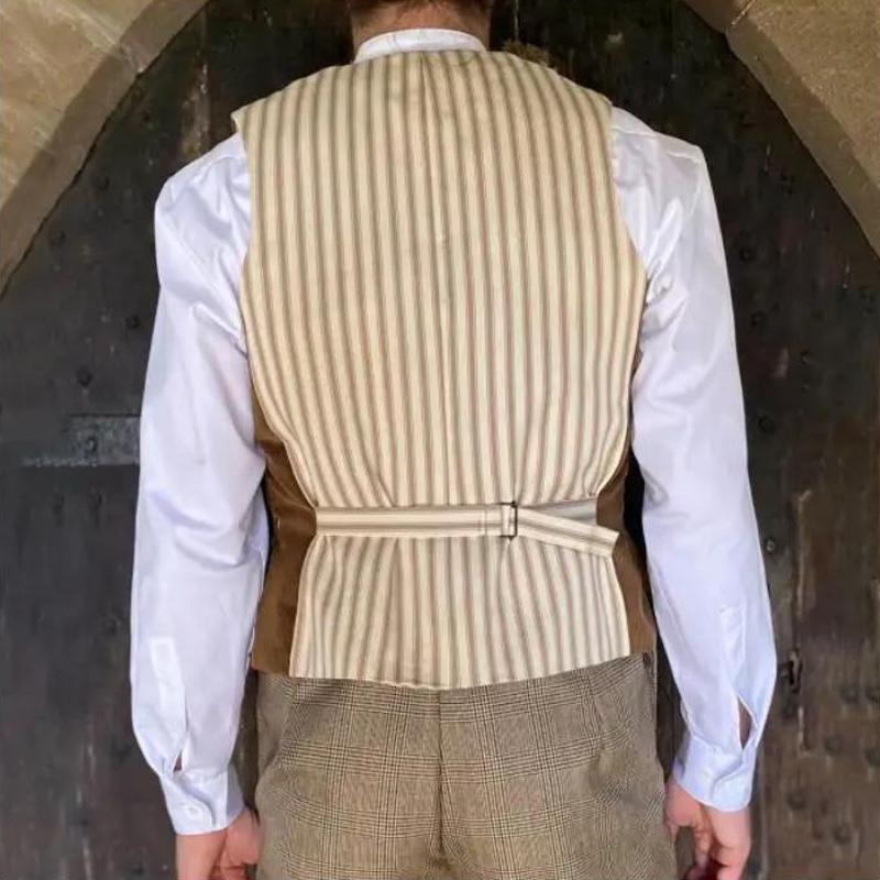 Mens Vintage V-neck Corduroy Vest 23465780X