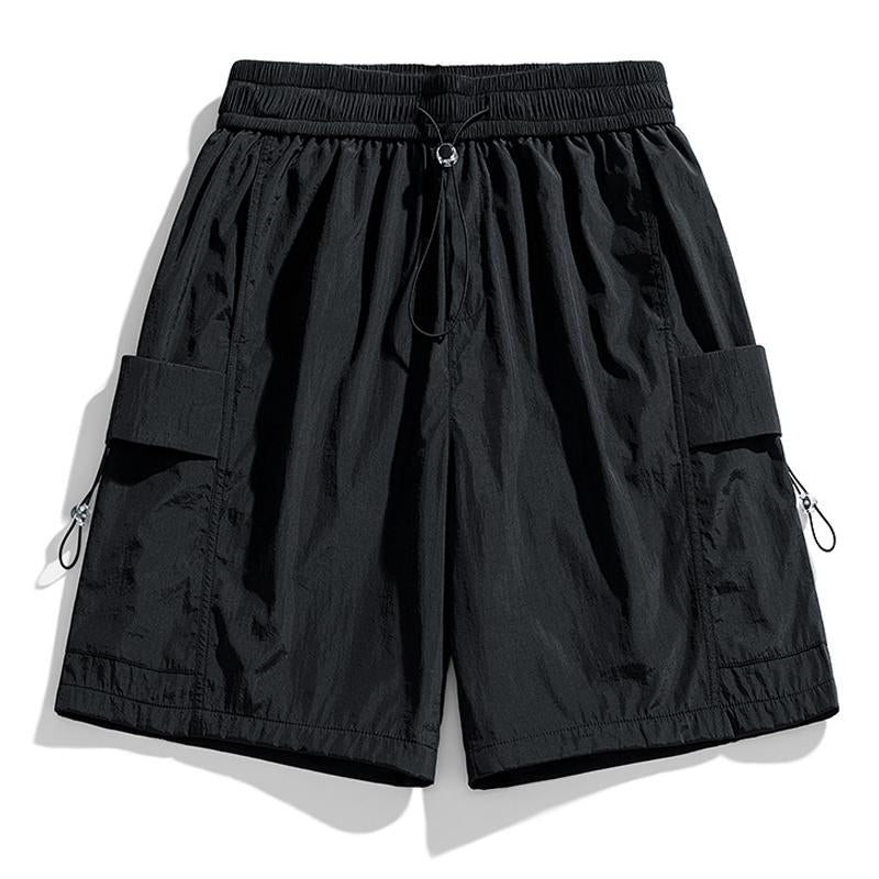 Mens Outdoor Sports Solid Color Multi Pocket Quick Dry Drawstring Shorts 70468058Y
