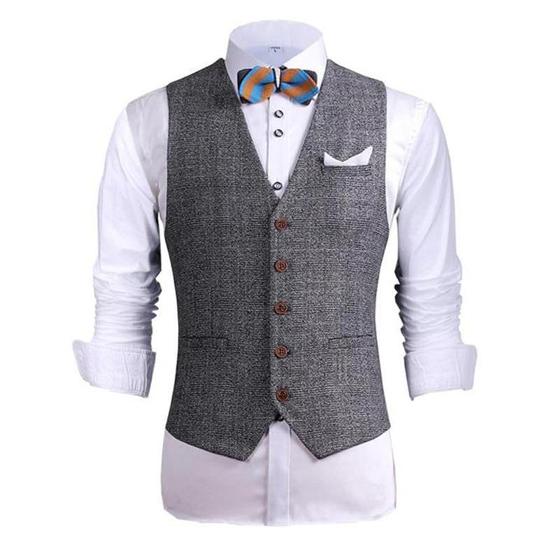 Mens Single-breasted Bamboo Cotton V-neck Casual Vest 07485182X