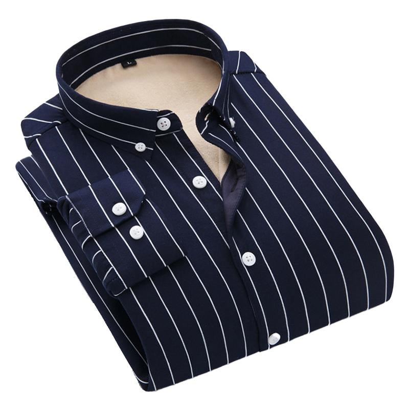 Mens Striped Thickened Lapel Shirt 23283422X