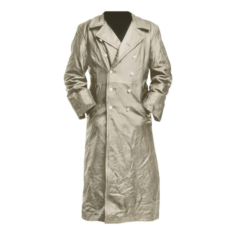 Mens Vintage Leather Lapel Long Coat 18845898X