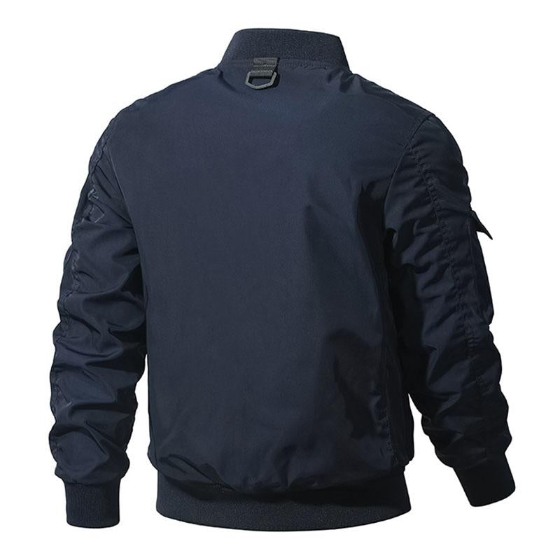 Mens Casual Thin Baseball Collar Multi-pocket Loose Bomber Jacket 93252478M
