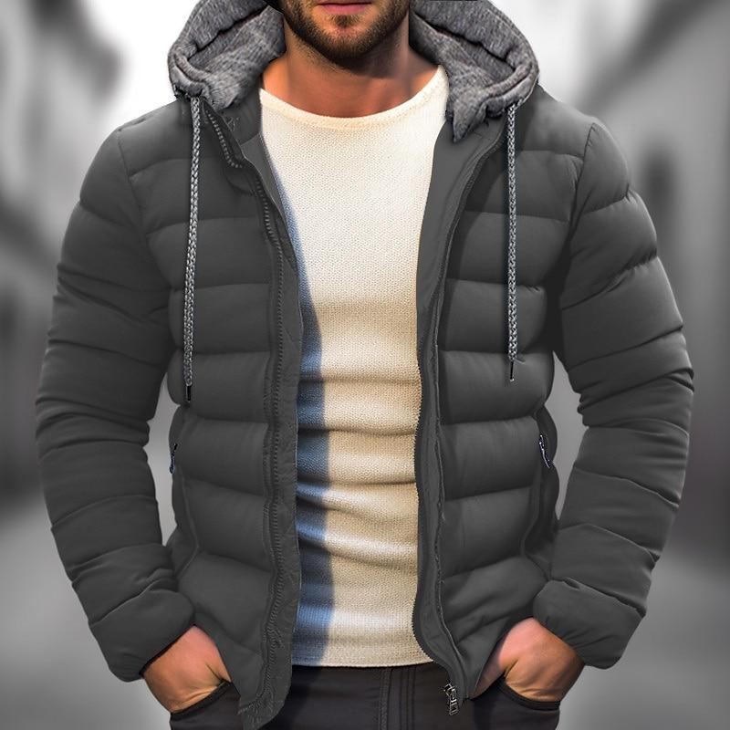 Mens Casual Hooded Long Sleeve Zipper Padded Jacket 03445570M