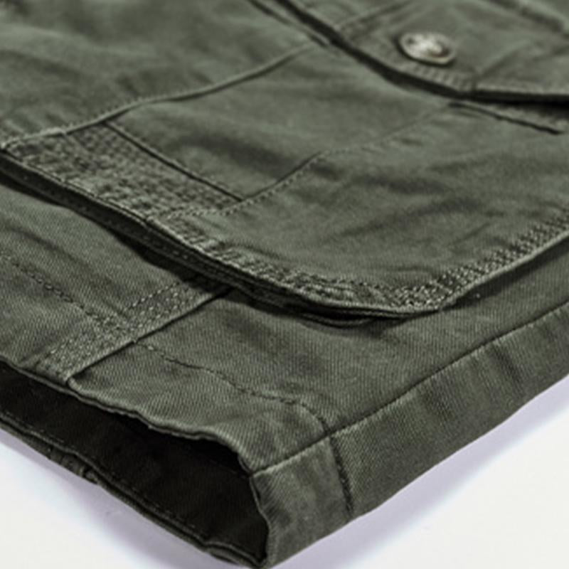 Mens Casual Cotton Stand Collar Zipper Multi-pocket Workwear Outdoor Jacket 87628819M