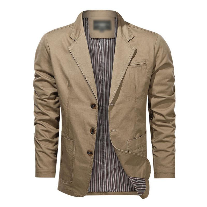 Mens Casual Solid Color Cotton Lapel Single Breasted Loose Blazer 32537703M