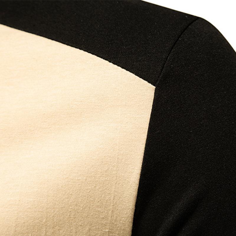 Mens Vintage Colorblock Patchwork Round Neck Long Sleeve T-Shirt 61646610M