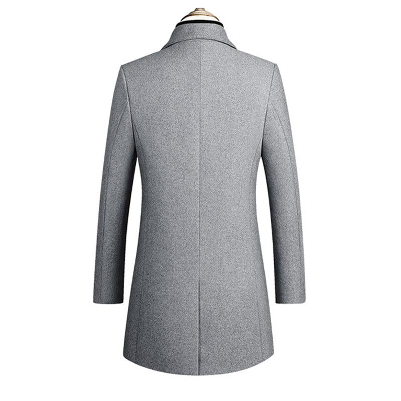 Mens Casual Wool Blend One Button Slim Notch Lapel Long Coat 65413467M