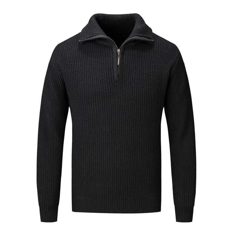 Mens Solid Color Thick Stand Collar Half Zip Pullover Sweater 57203843X