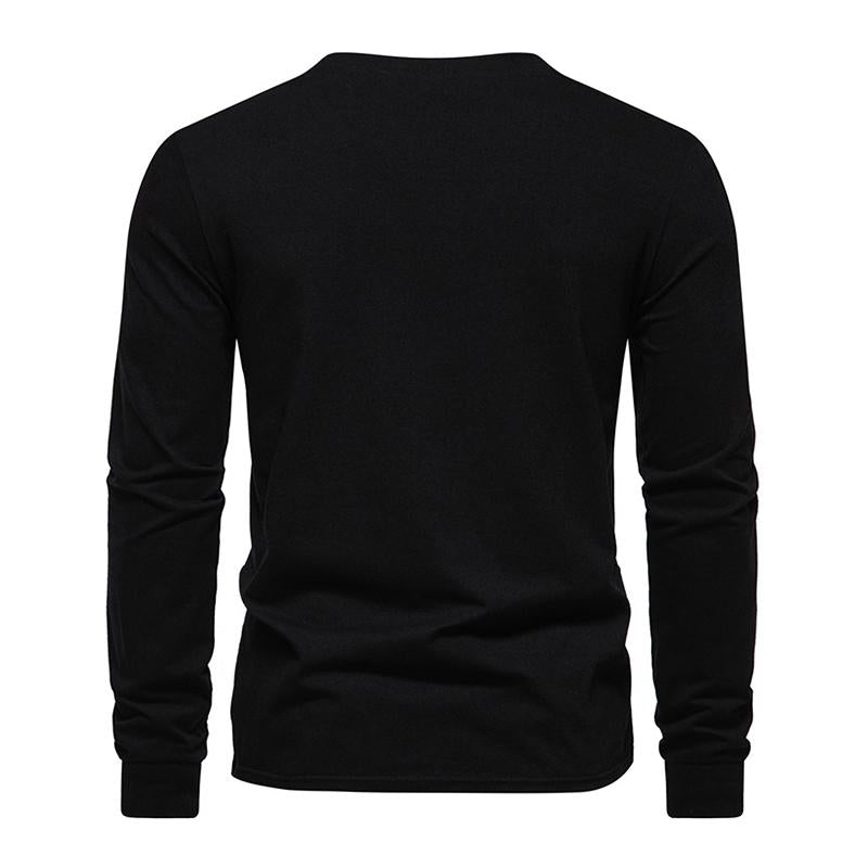 Mens Vintage Colorblock Patchwork Round Neck Long Sleeve T-Shirt 61646610M
