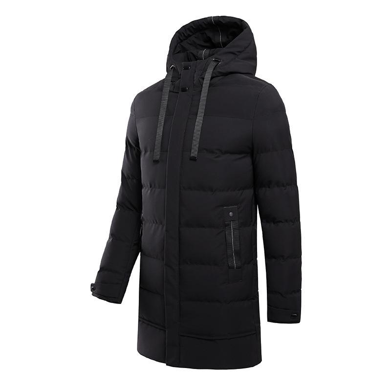 Mens Simple Solid Color Hooded Mid-length Padded Coat 34286031X