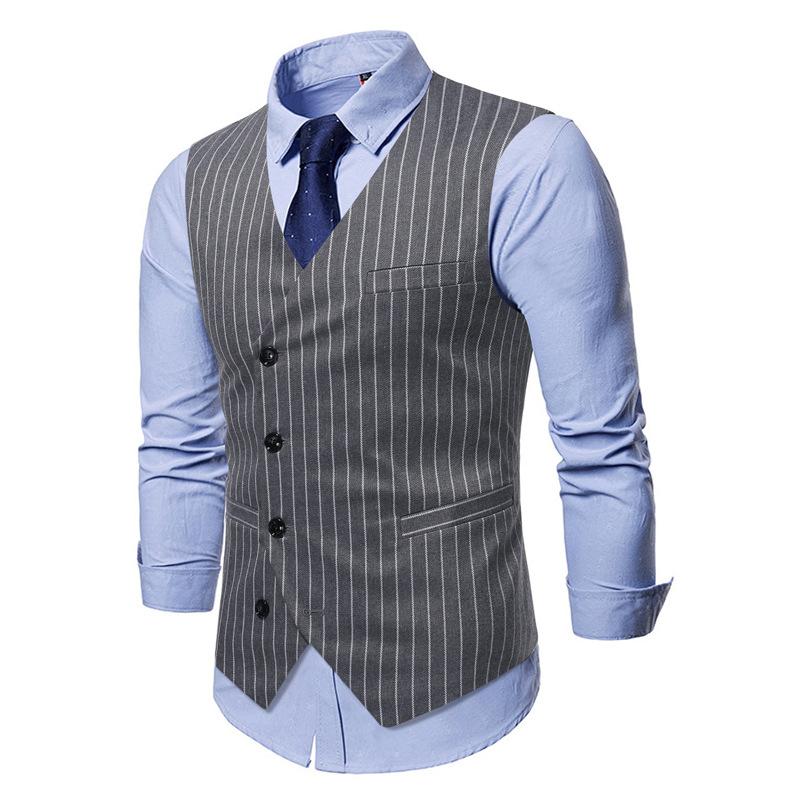 Mens Vintage Striped Single Breasted Suit Vest 87261444Y
