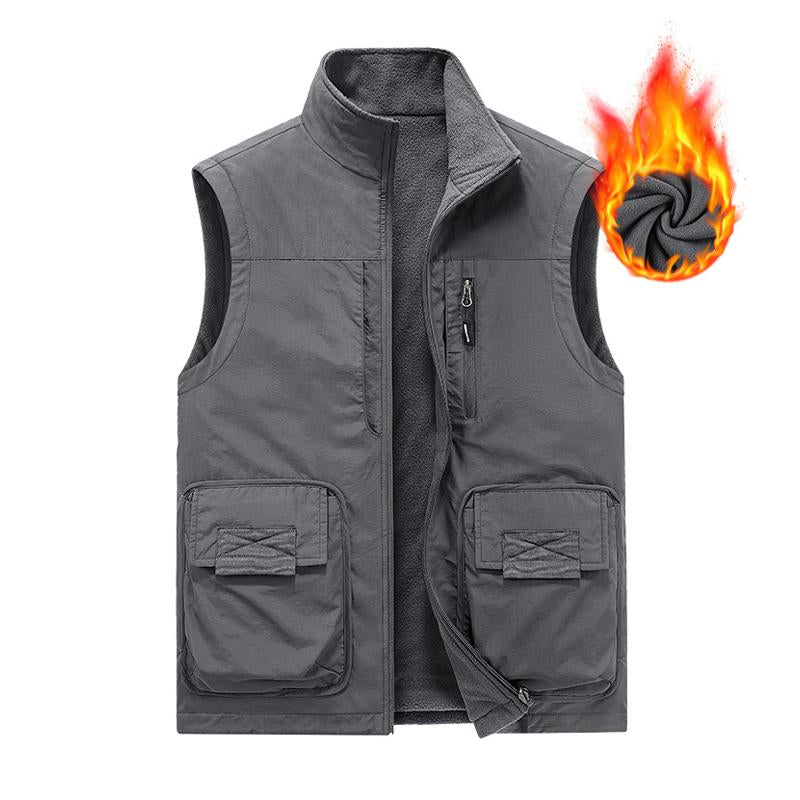 Mens Vintage Polar Fleece Reversible Multi-Pocket Vest 93907674Y