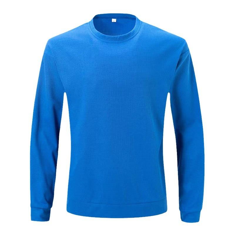 Mens Waffle Raglan Sleeve Round Neck Solid Color Versatile T-Shirt 97629586X