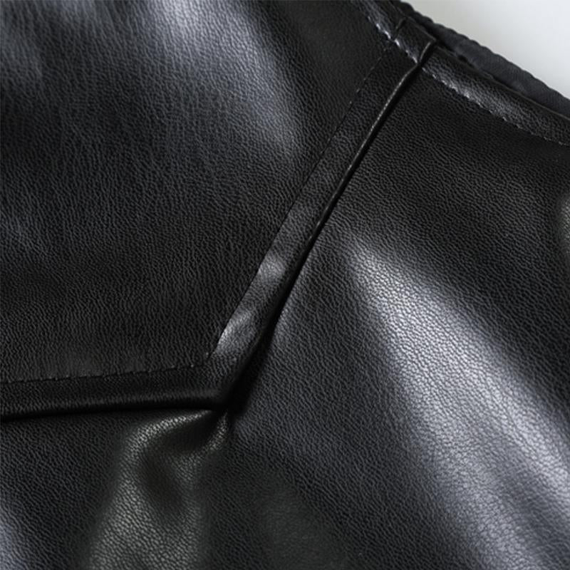 Mens Vintage Solid Color Collarless Leather Vest 99226572Y