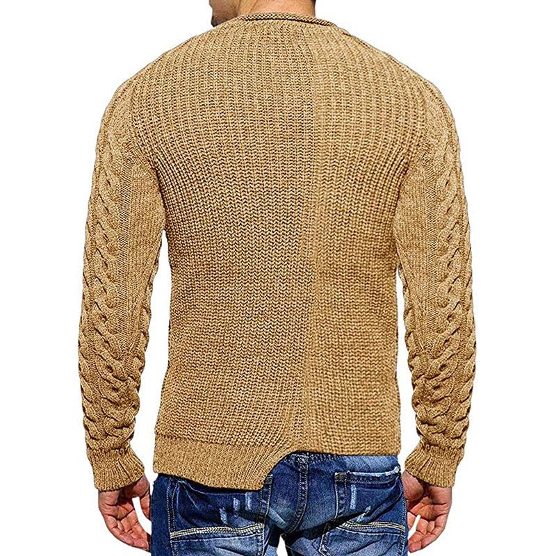 Mens Round Neck Slim Long Sleeve Pullover Knit Sweater 46053703Z