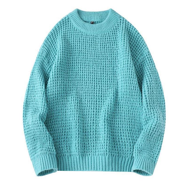 Mens Pullover Loose Long Sleeve Round Neck Knitted Sweater 48029462X