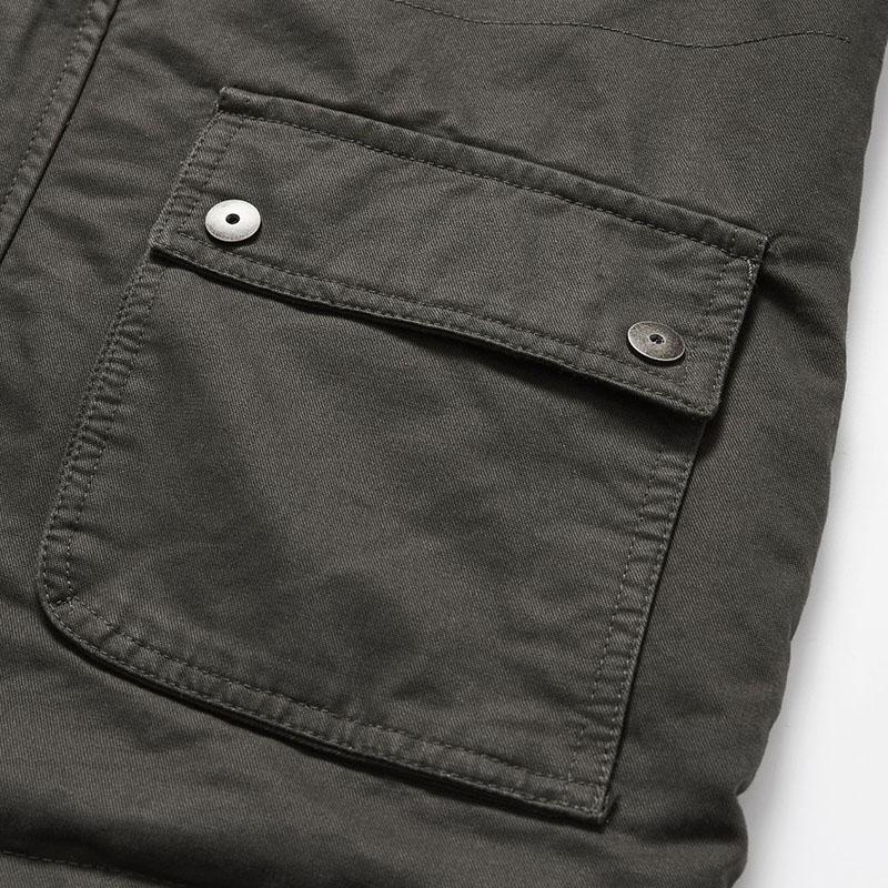 Mens Casual Cotton Multi-Pocket Hooded Zipper Fleece Lined Warm Mid-Length Coat 66242493M