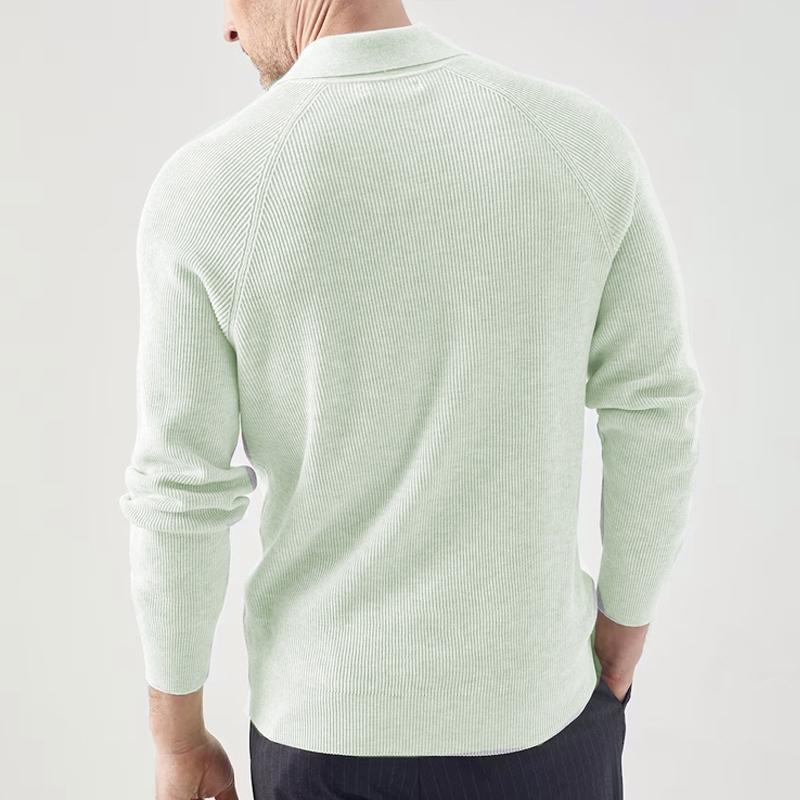 Mens Casual Solid Color Lapel Long Sleeve Sweater 22040432Y
